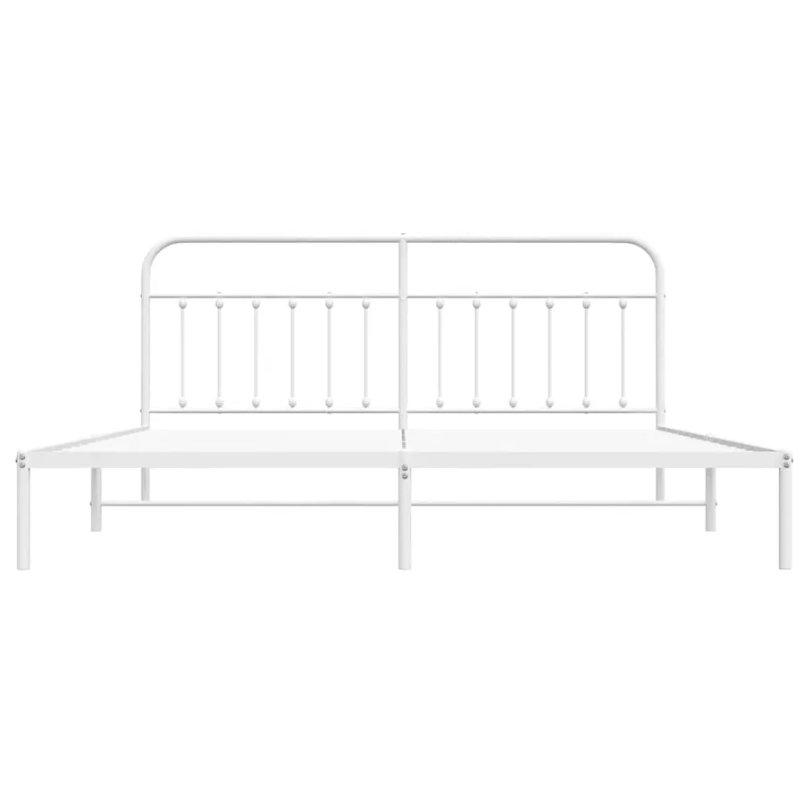Cadre de lit métal sans matelas et tête de lit blanc 200x200 cm - 6