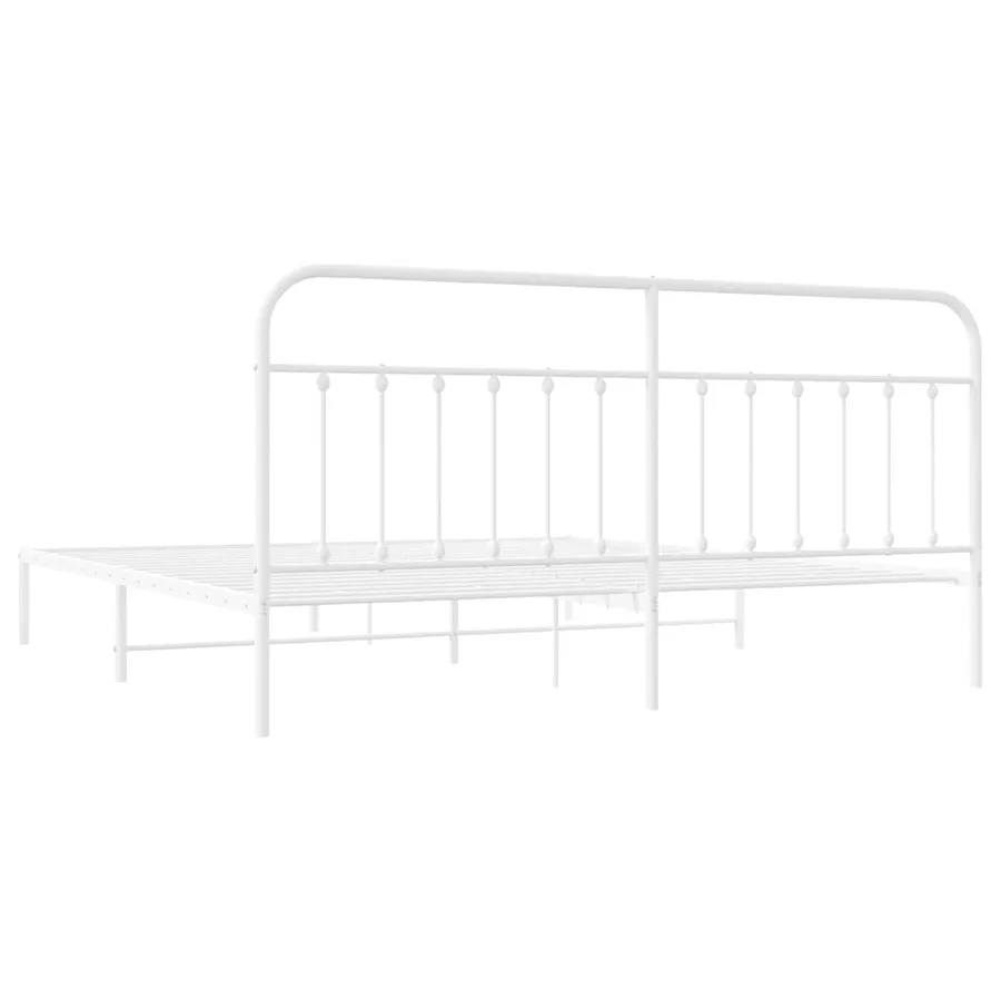 Cadre de lit métal sans matelas et tête de lit blanc 200x200 cm - 8