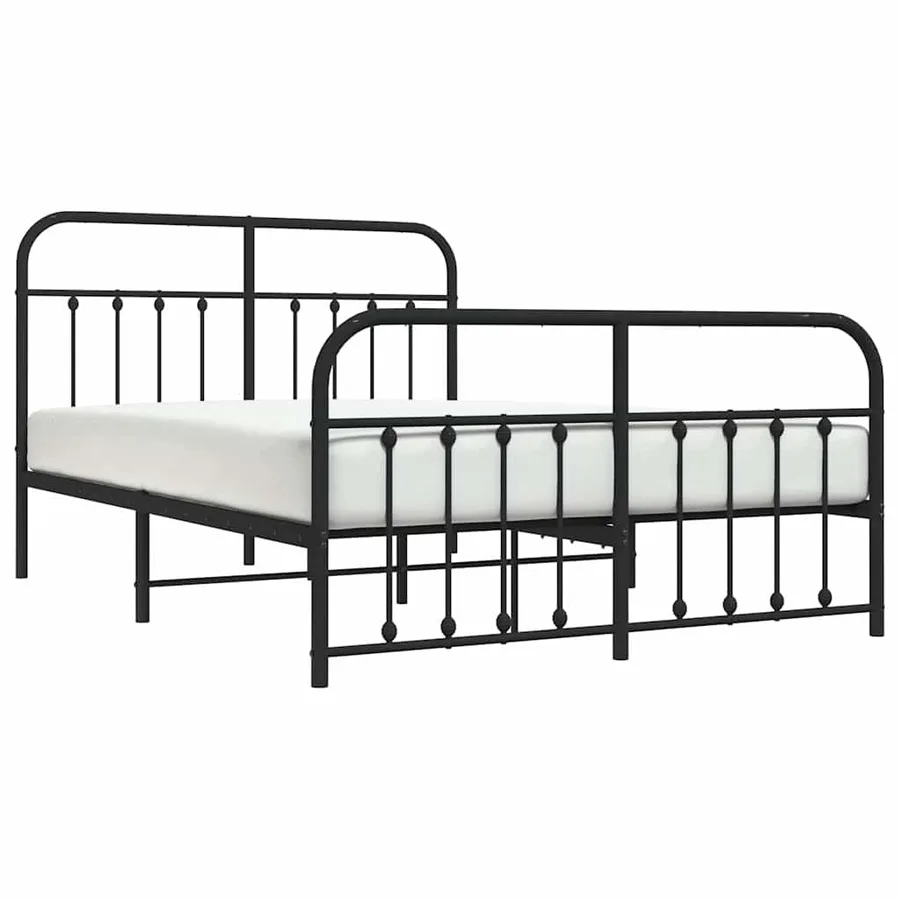 Cadre de lit métal sans matelas avec pied de lit noir 150x200cm - 5