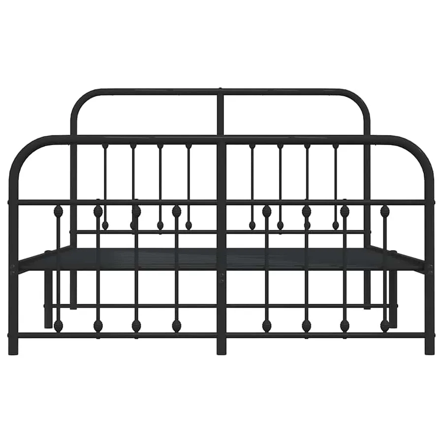 Cadre de lit métal sans matelas avec pied de lit noir 150x200cm - 6