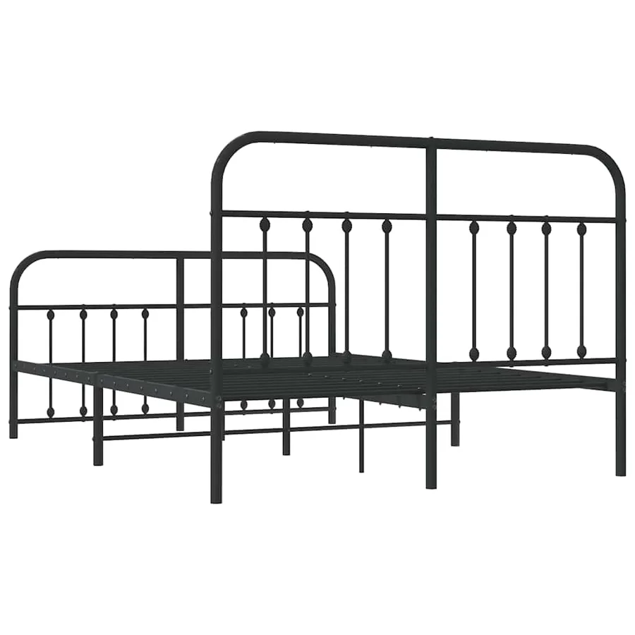 Cadre de lit métal sans matelas avec pied de lit noir 150x200cm - 8
