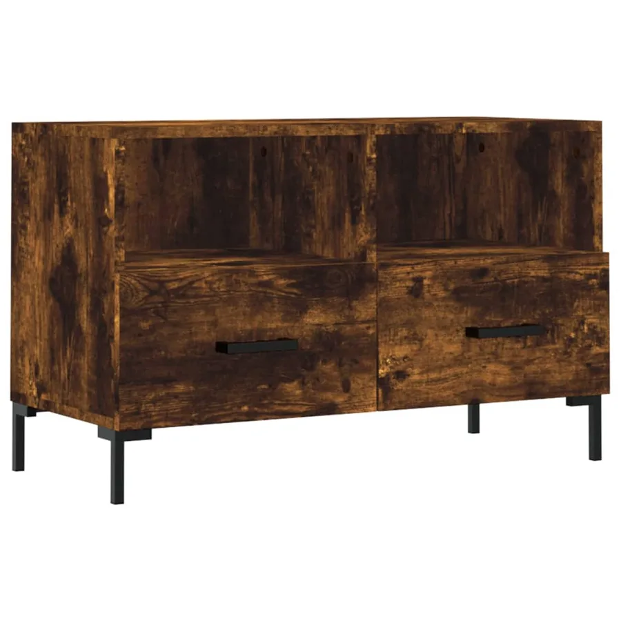 Meuble TV Chêne fumé 80x36x50 cm Bois d'ingénierie - 2