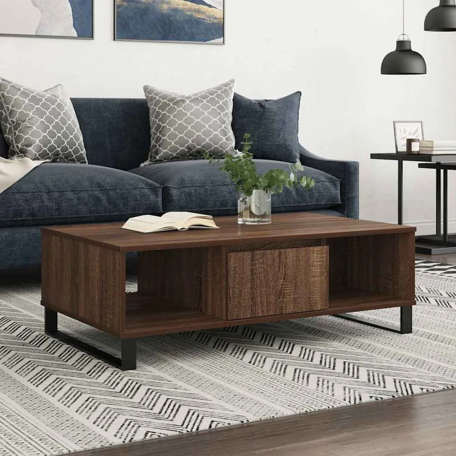 Table basse chêne marron 104x60x35 cm bois d'ingénierie