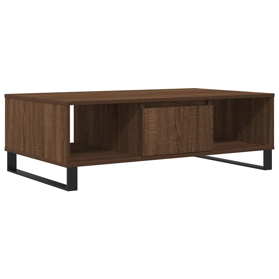 Table basse chêne marron 104x60x35 cm bois d'ingénierie - 2