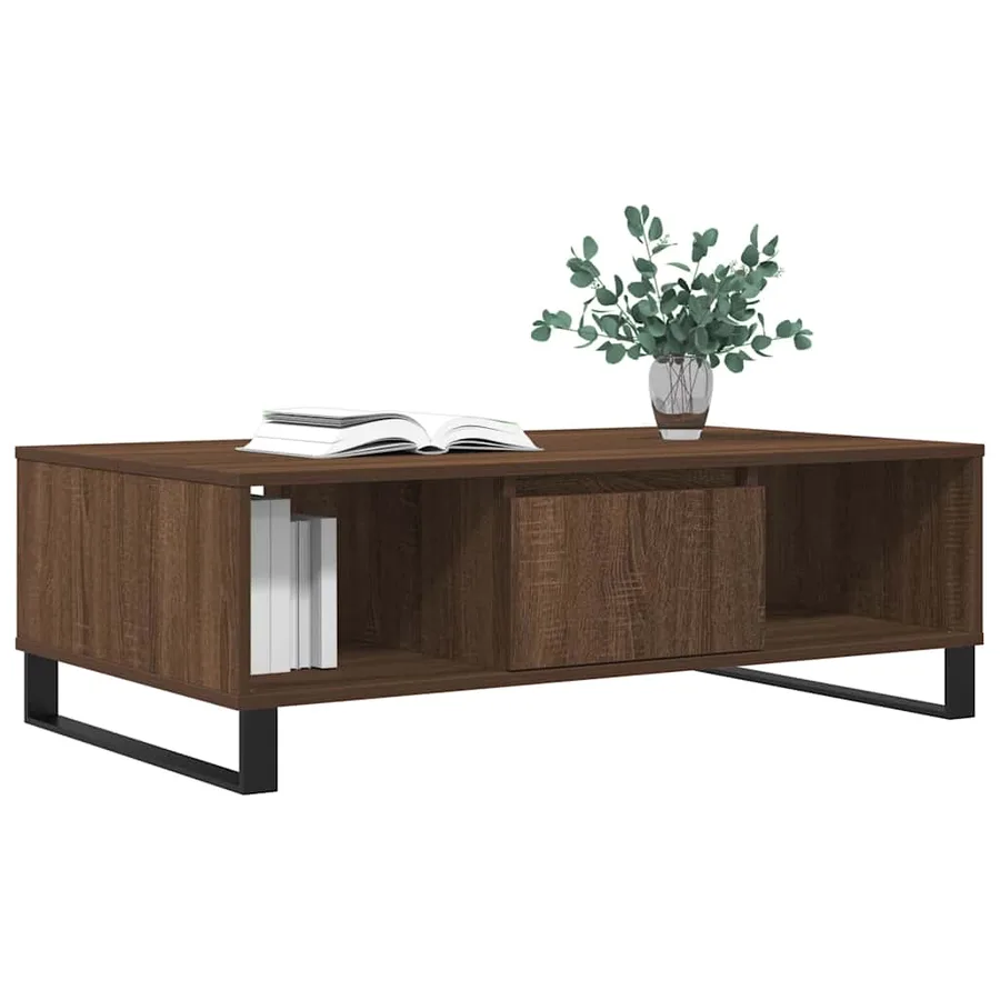 Table basse chêne marron 104x60x35 cm bois d'ingénierie - 3