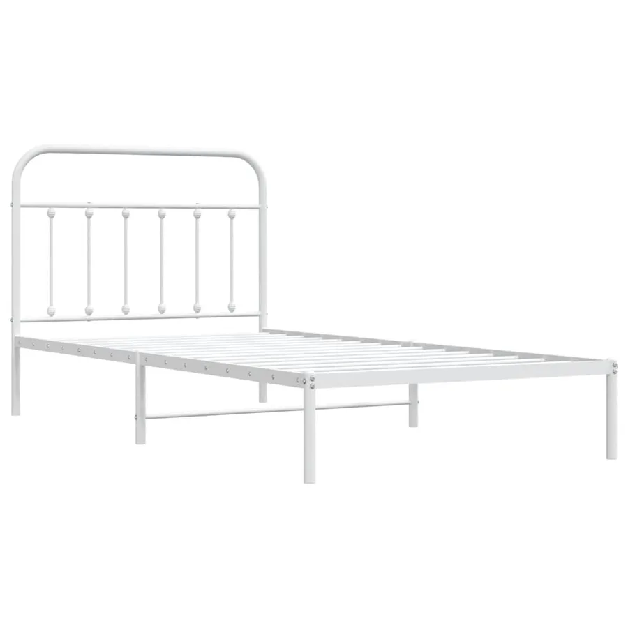 Cadre de lit métal sans matelas et tête de lit blanc 100x200 cm - 4