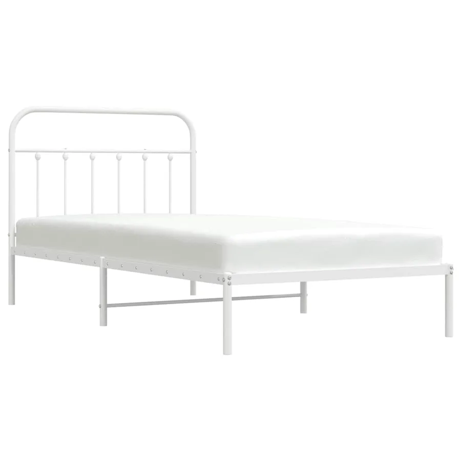 Cadre de lit métal sans matelas et tête de lit blanc 100x200 cm - 6