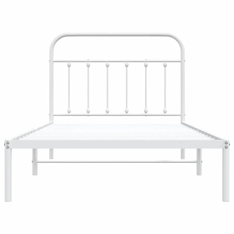 Cadre de lit métal sans matelas et tête de lit blanc 100x200 cm - 7