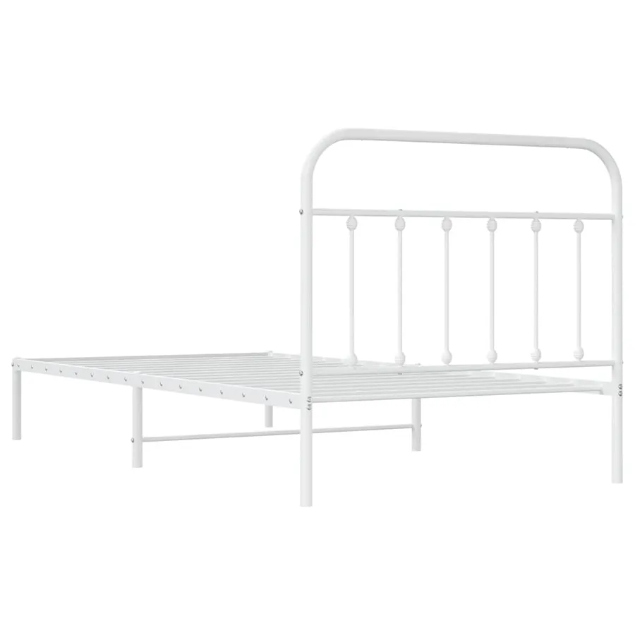 Cadre de lit métal sans matelas et tête de lit blanc 100x200 cm - 9