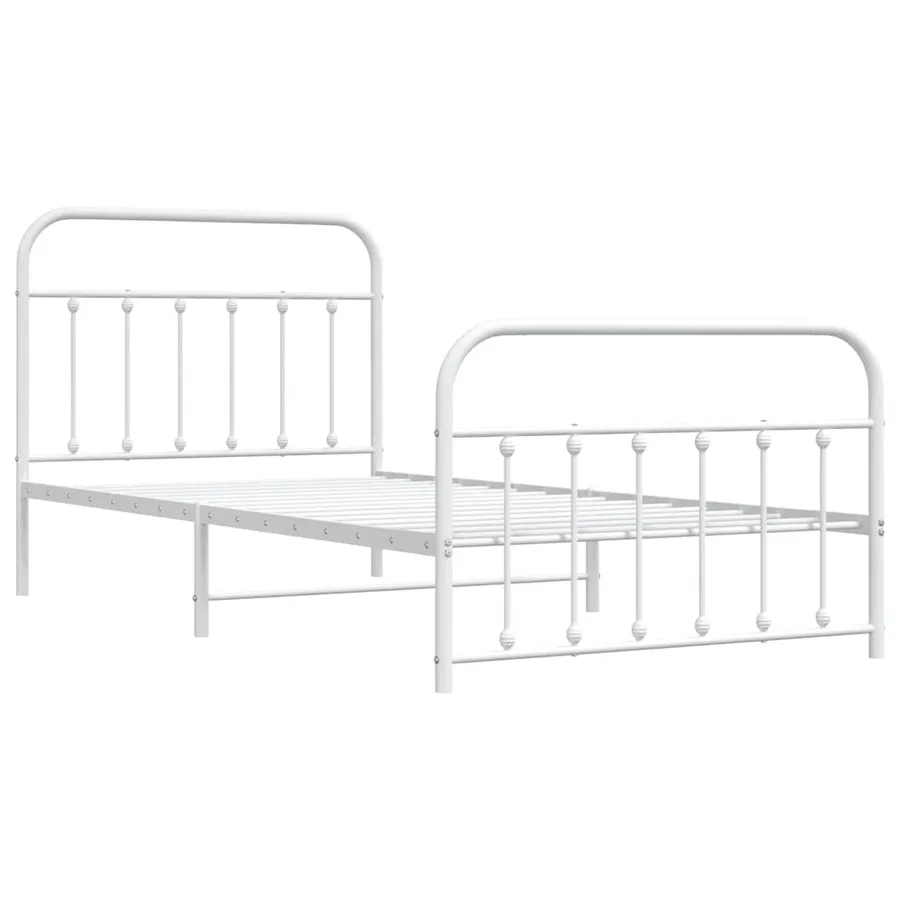 Cadre de lit métal sans matelas et pied de lit blanc 107x203 cm - 3