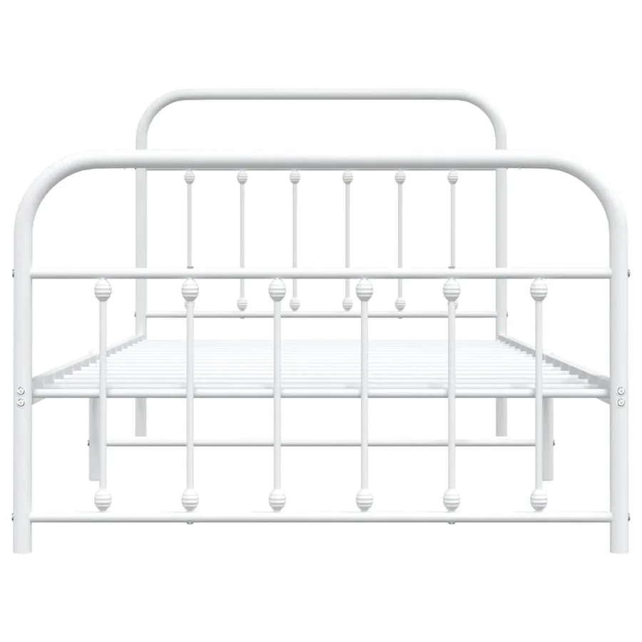 Cadre de lit métal sans matelas et pied de lit blanc 107x203 cm - 6