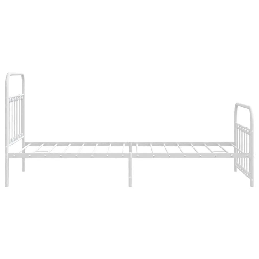 Cadre de lit métal sans matelas et pied de lit blanc 107x203 cm - 7