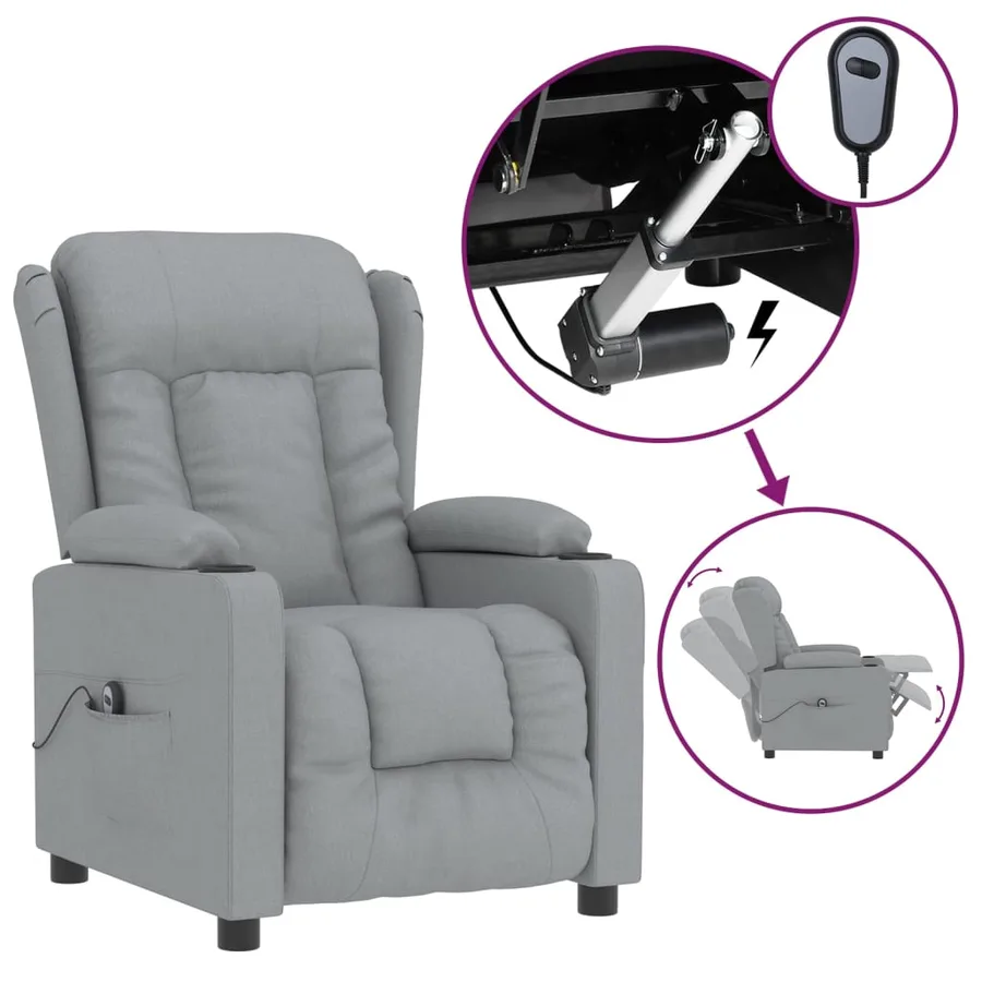 Fauteuil inclinable électrique Gris clair Tissu - 2