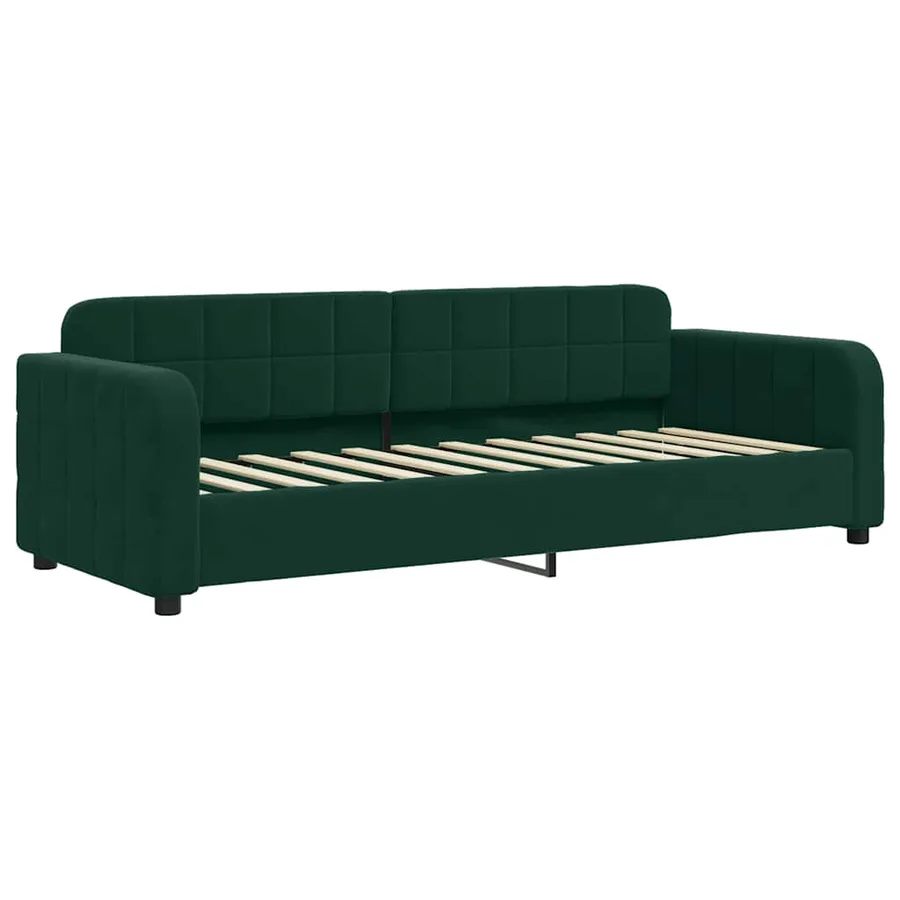 Lit de jour avec matelas vert foncé 80x200 cm velours - 3