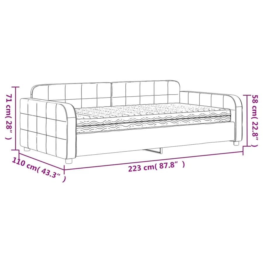 Lit de jour avec matelas noir 100x200 cm velours - 12