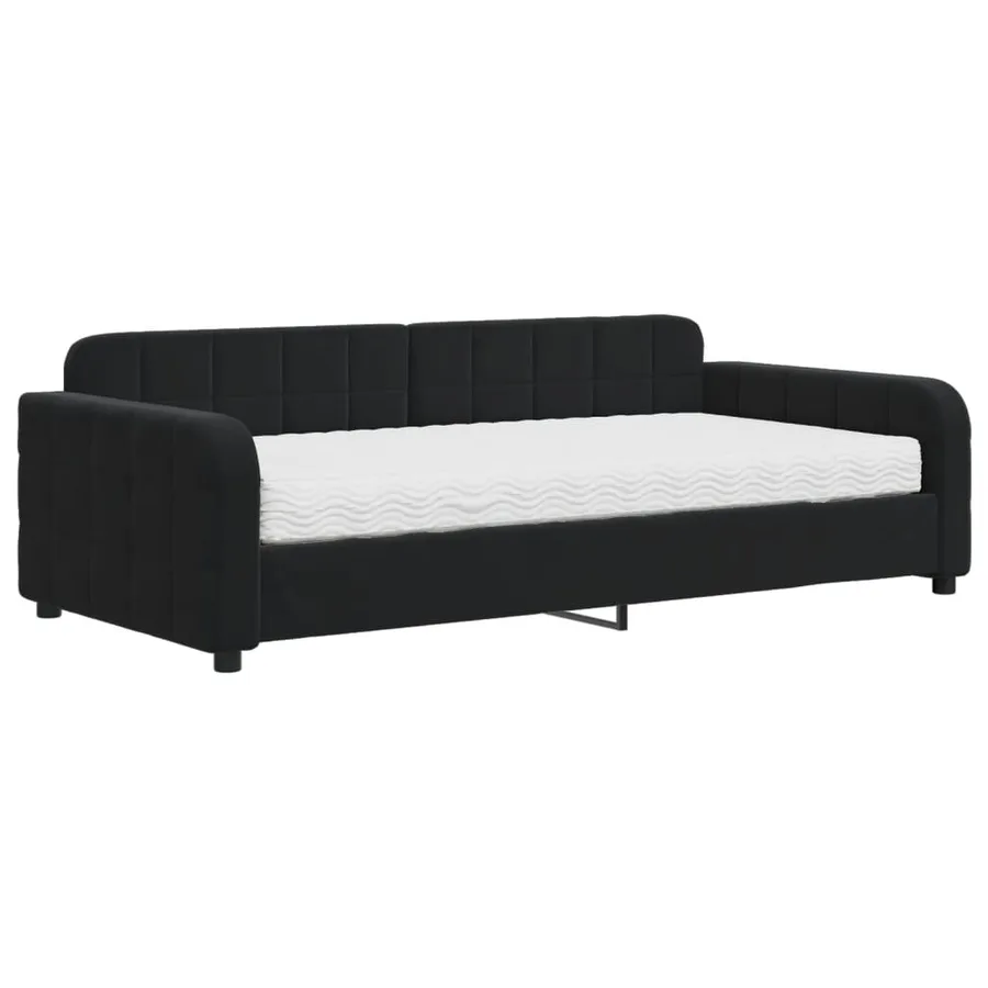 Lit de jour avec matelas noir 100x200 cm velours - 2
