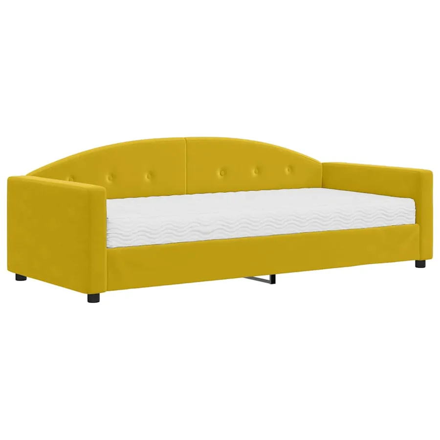 Lit de jour avec matelas jaune 90x200 cm velours - 2