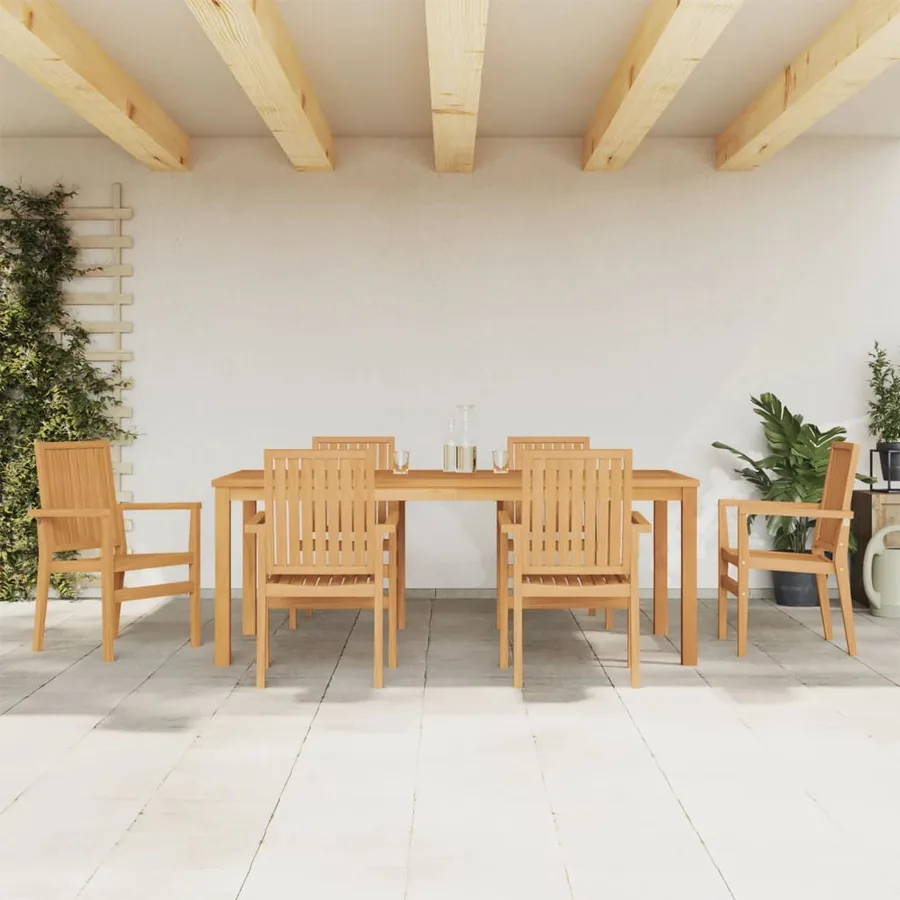 Ensemble à manger de jardin 7 pcs Bois de teck solide