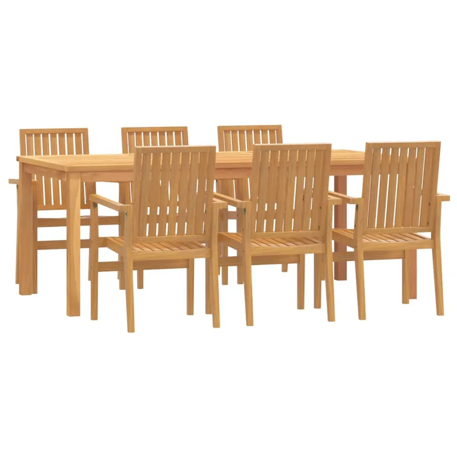 Ensemble à manger de jardin 7 pcs Bois de teck solide - 2