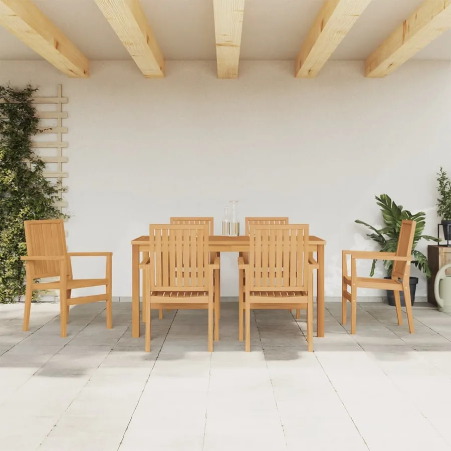 Ensemble à manger de jardin 7 pcs Bois de teck solide