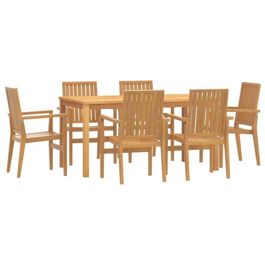 Ensemble à manger de jardin 7 pcs Bois de teck solide - 2