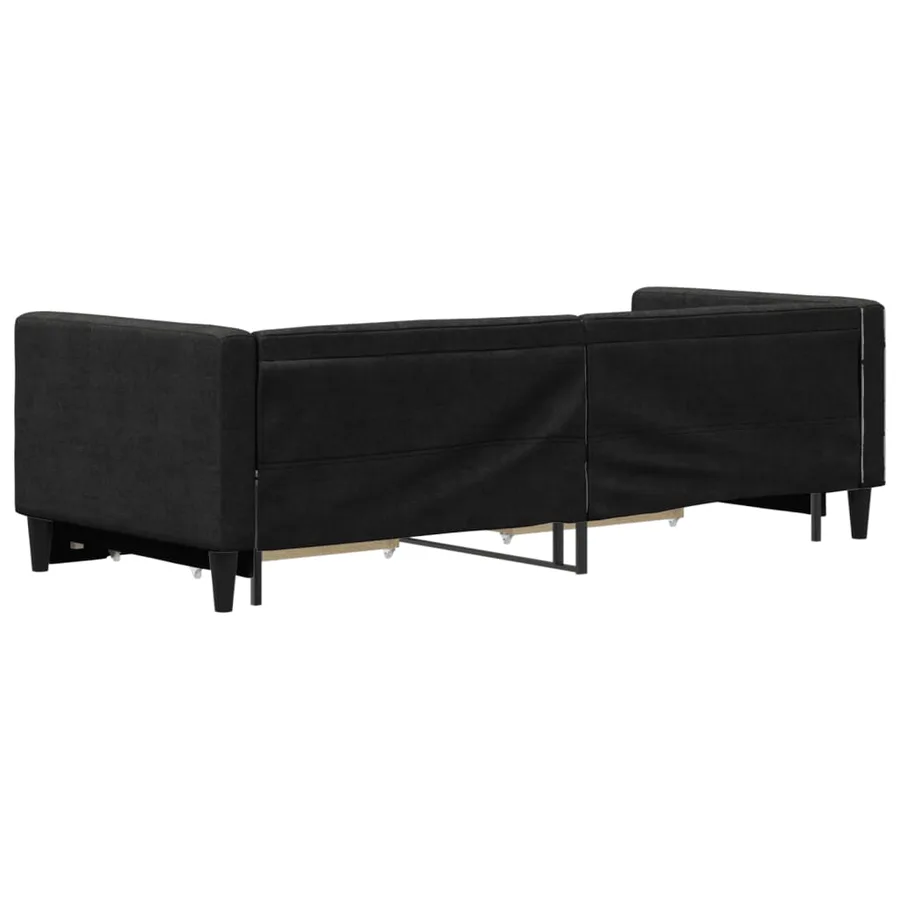 Lit de jour avec gigogne et tiroirs sans matelas noir 80x200 cm - 5