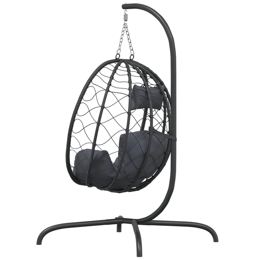 Fauteuil suspendu avec coussin en polyrotin et acier anthracite - 5