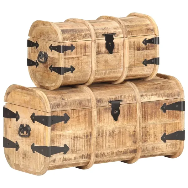 Coffres de rangement 2 pcs Bois de manguier massif