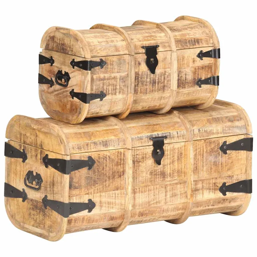Coffres de rangement 2 pcs Bois de manguier massif - 13