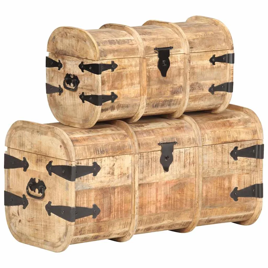 Coffres de rangement 2 pcs Bois de manguier massif - 14