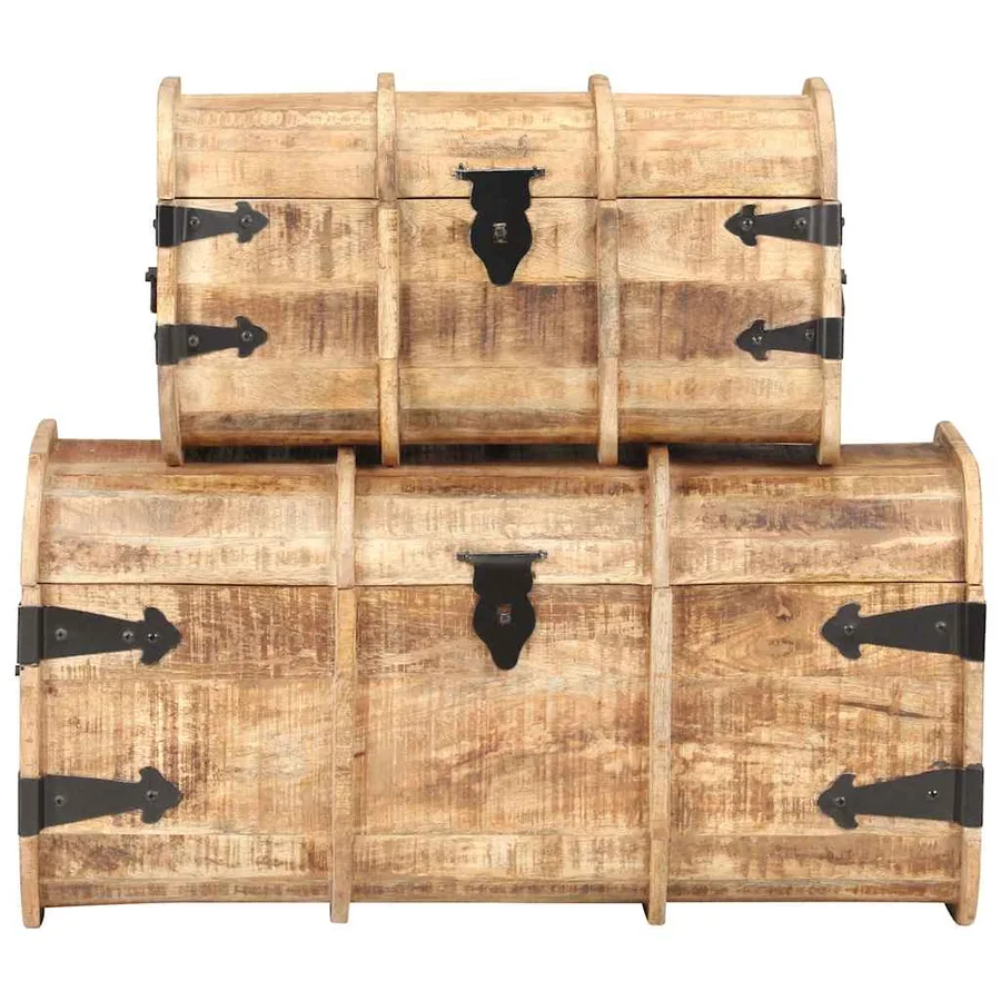 Coffres de rangement 2 pcs Bois de manguier massif - 2