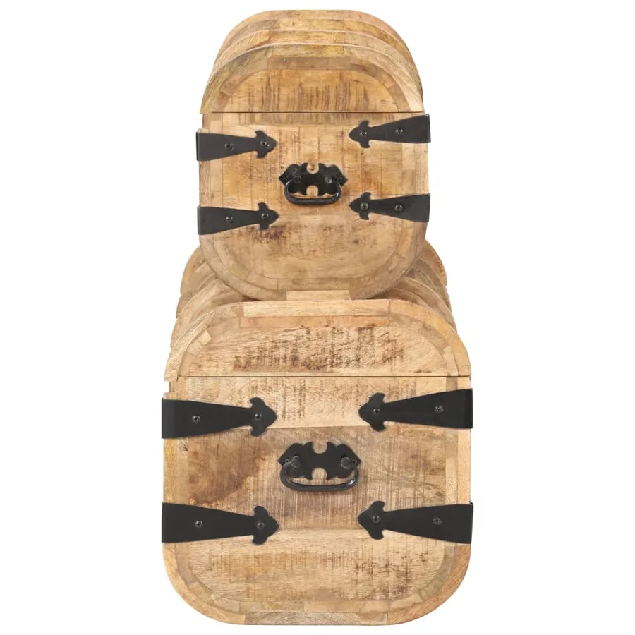 Coffres de rangement 2 pcs Bois de manguier massif - 3