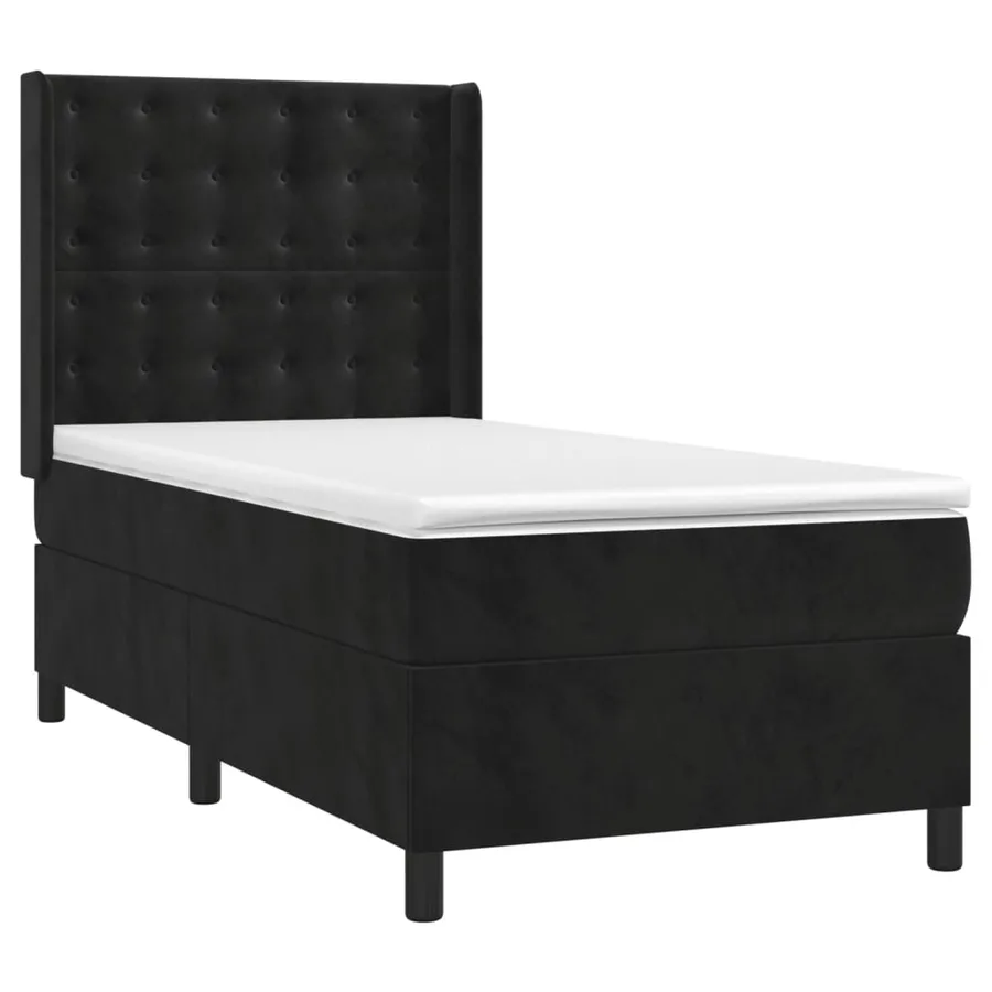 Sommier à lattes de lit matelas et LED Noir 80x200cm Velours - 4