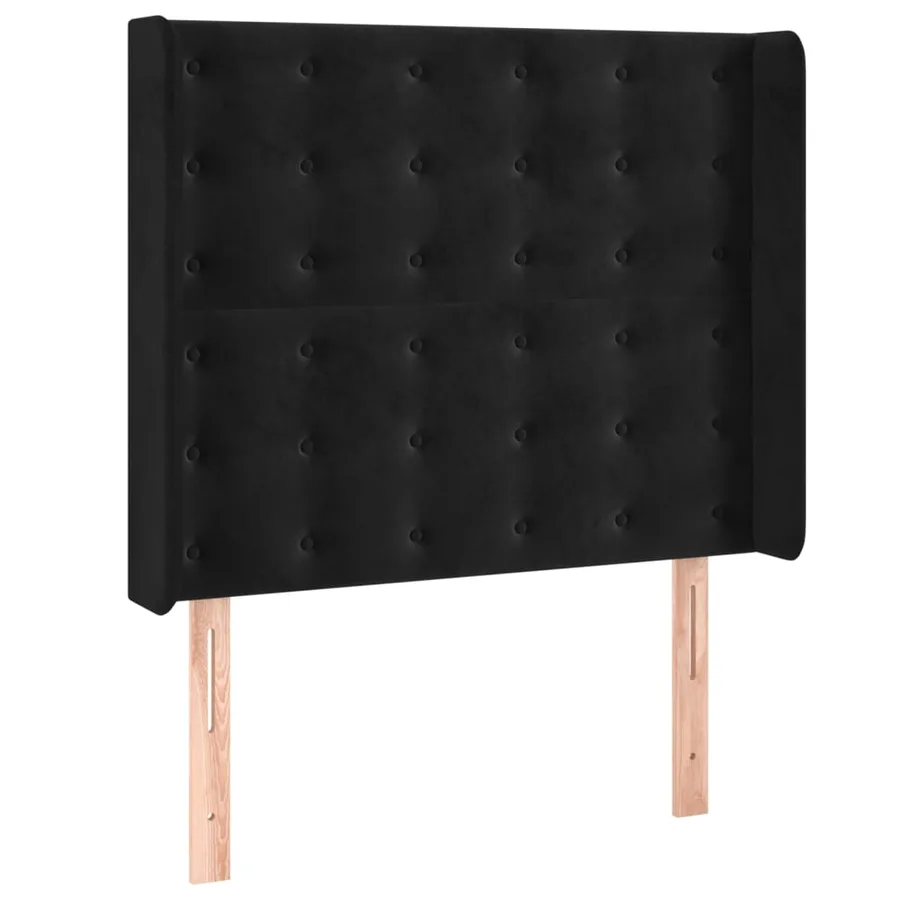Sommier à lattes de lit matelas et LED Noir 80x200cm Velours - 7