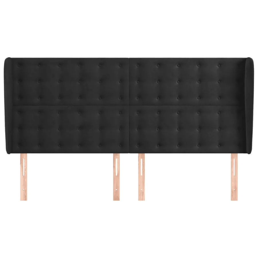 Tête de lit avec oreilles Noir 163x23x118/128 cm Velours - 3