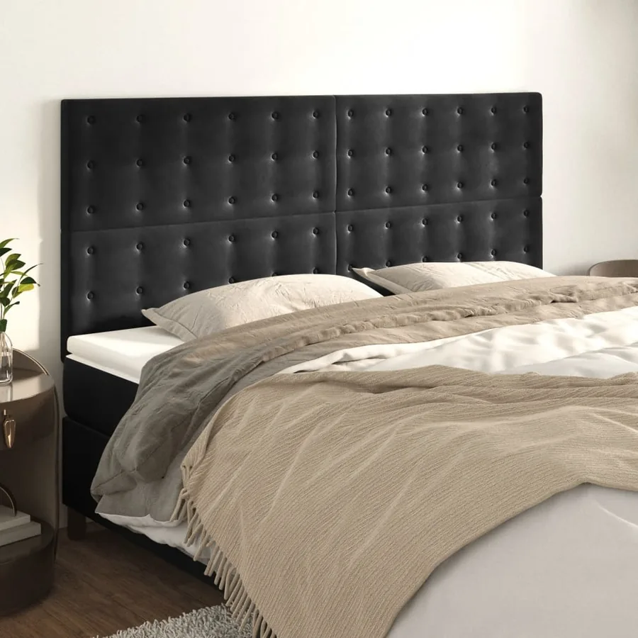 Tête de lit Noir 160x5x118/128 cm Velours