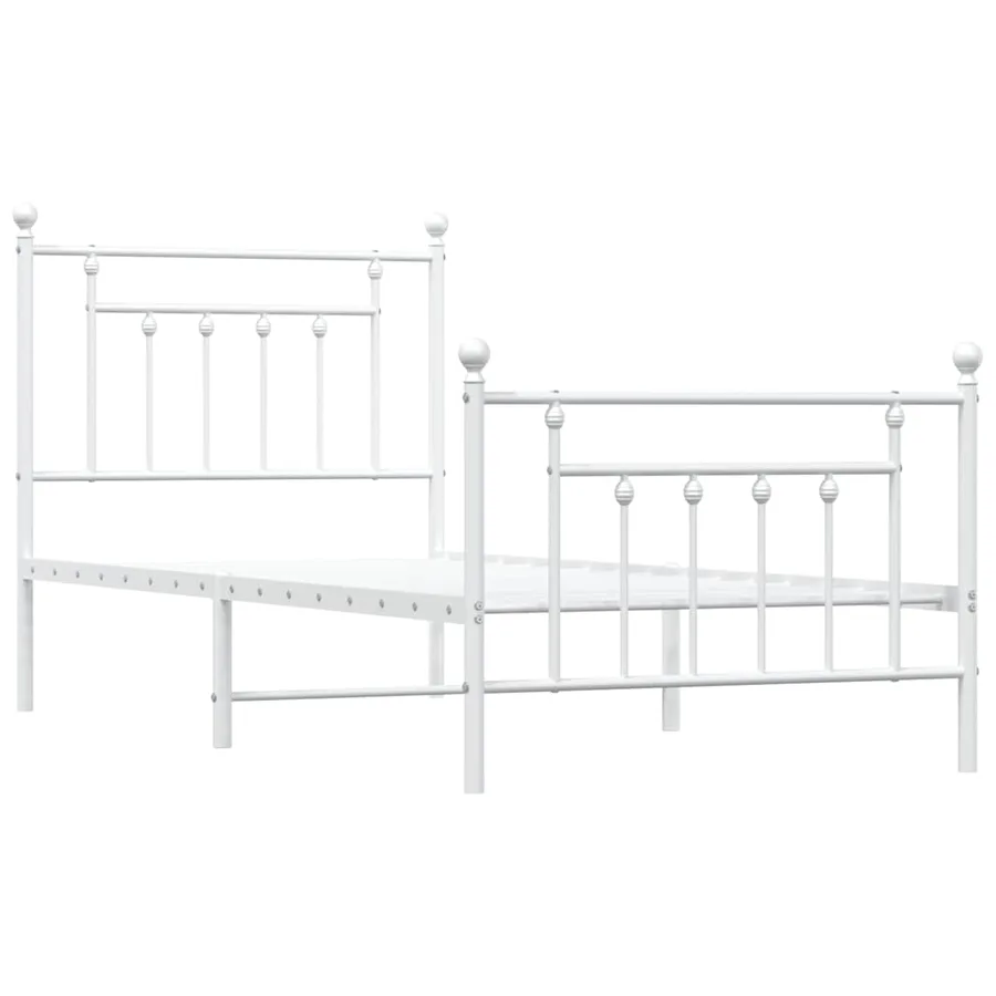 Cadre de lit métal sans matelas avec pied de lit blanc 90x200cm - 3