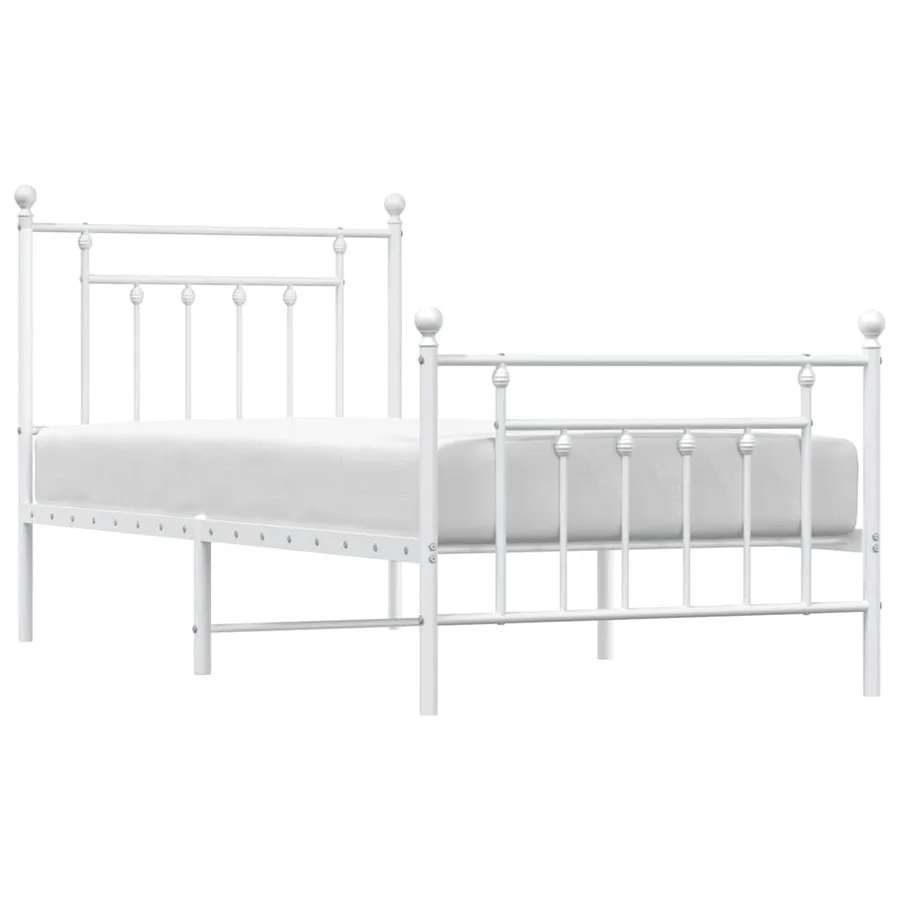 Cadre de lit métal sans matelas avec pied de lit blanc 90x200cm - 5