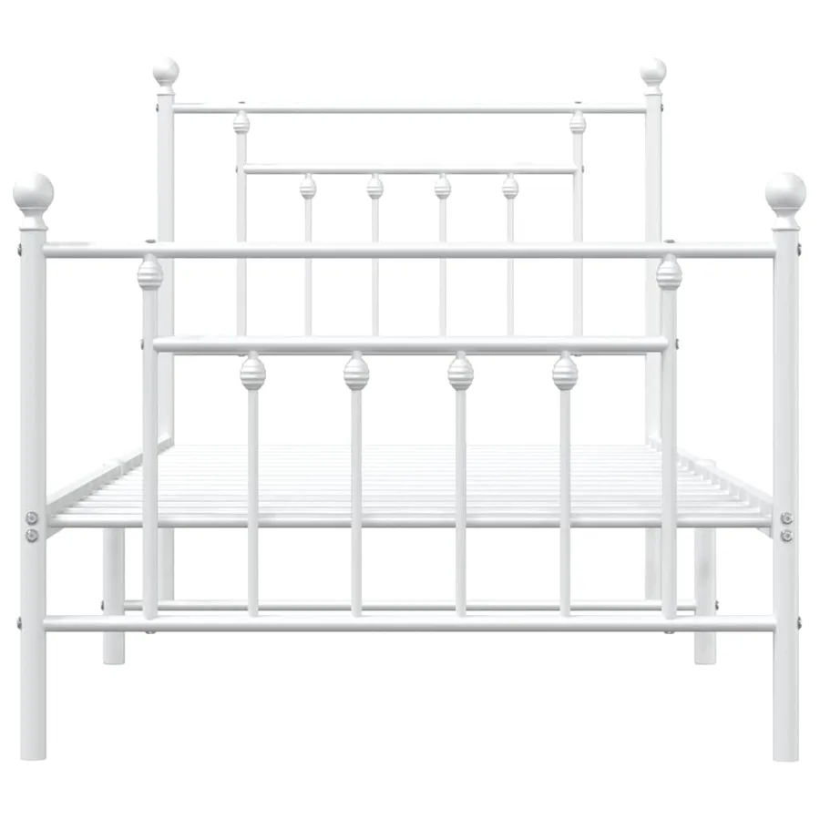 Cadre de lit métal sans matelas avec pied de lit blanc 90x200cm - 6