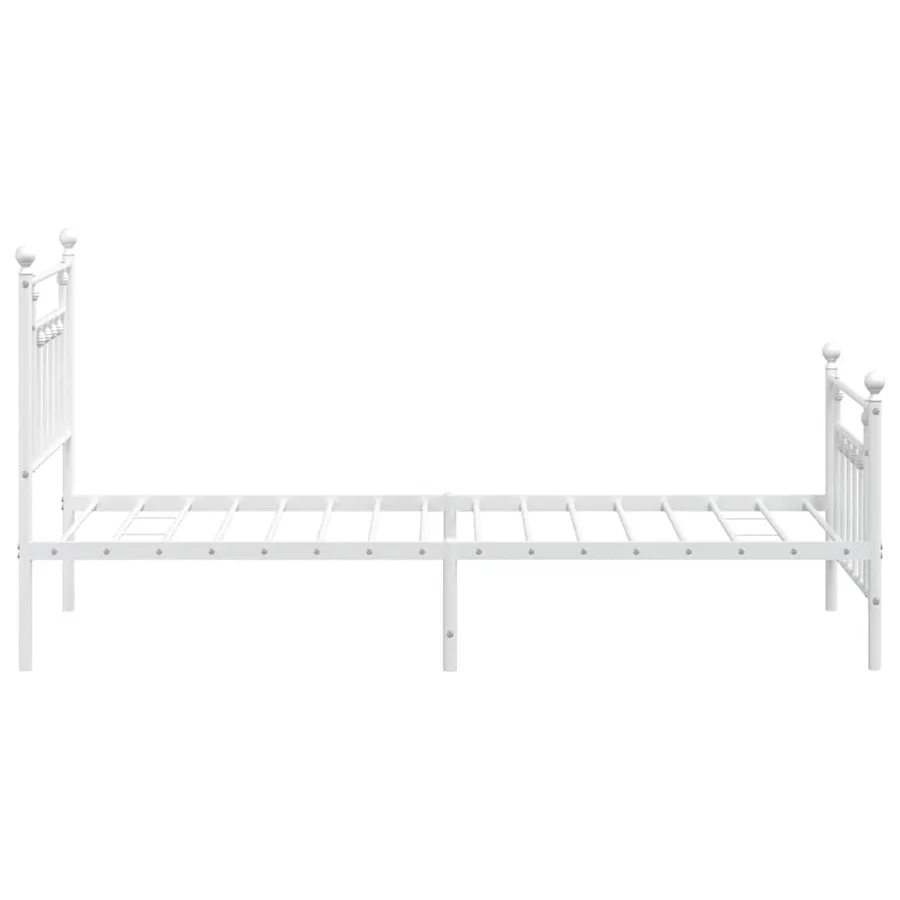 Cadre de lit métal sans matelas avec pied de lit blanc 90x200cm - 7