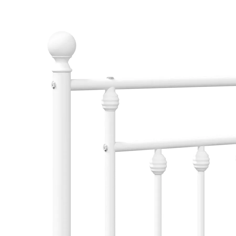 Cadre de lit métal sans matelas avec pied de lit blanc 90x200cm - 9