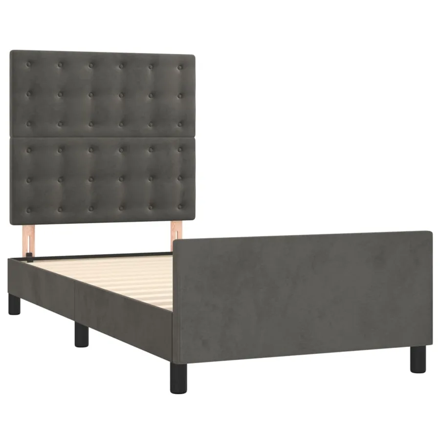 Cadre de lit sans matelas gris foncé 80x200 cm velours - 4