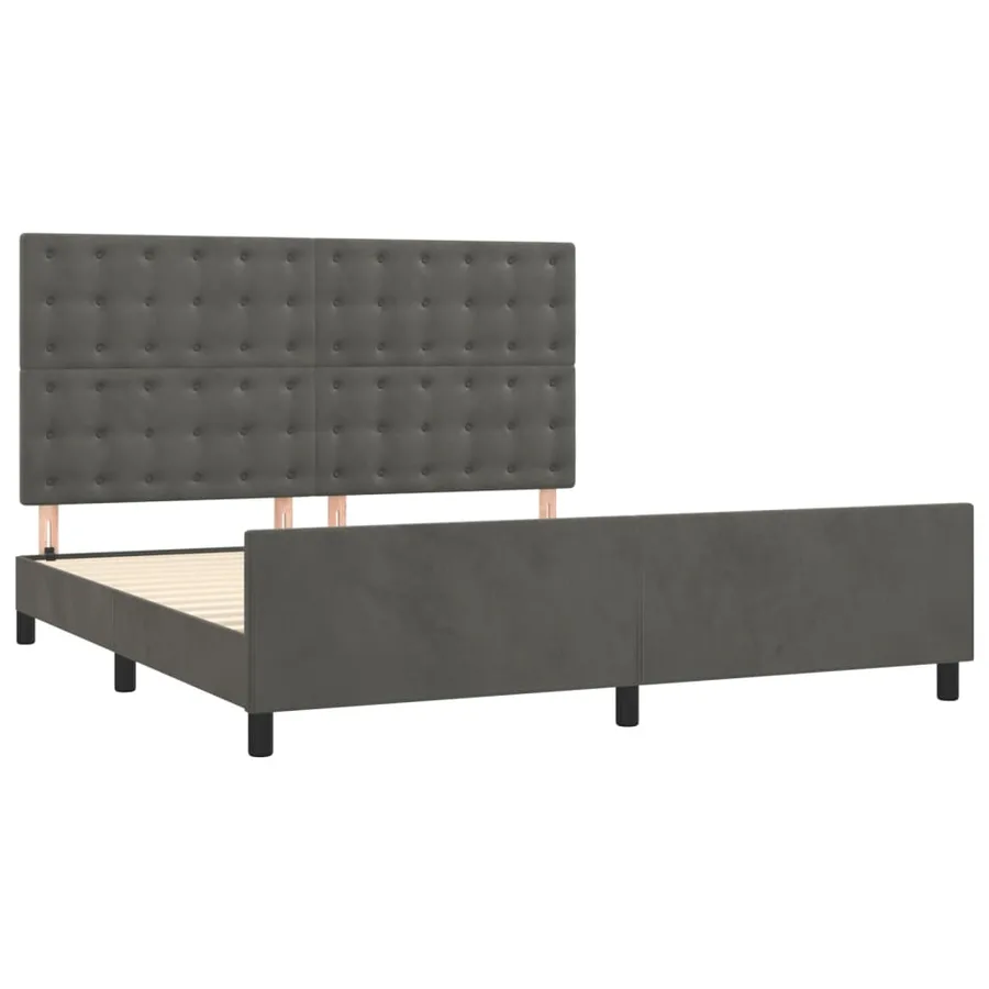 Cadre de lit sans matelas gris foncé 160x200 cm velours - 4