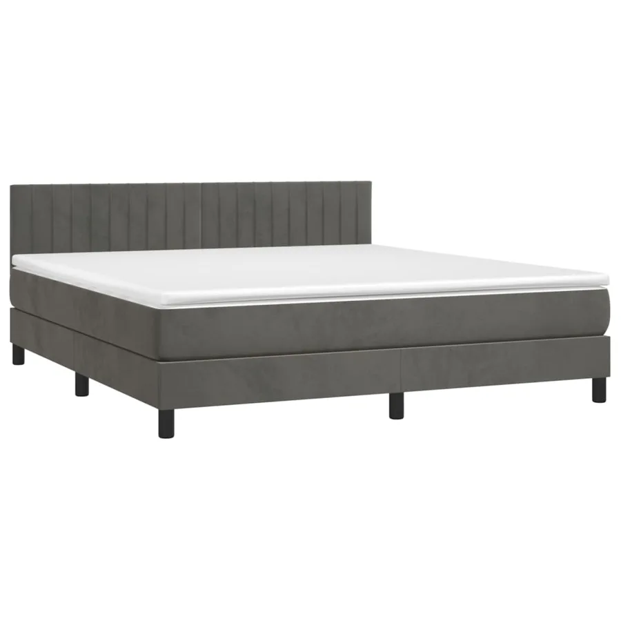 Sommier à lattes de lit et matelas Gris foncé 160x200cm Velours - 3