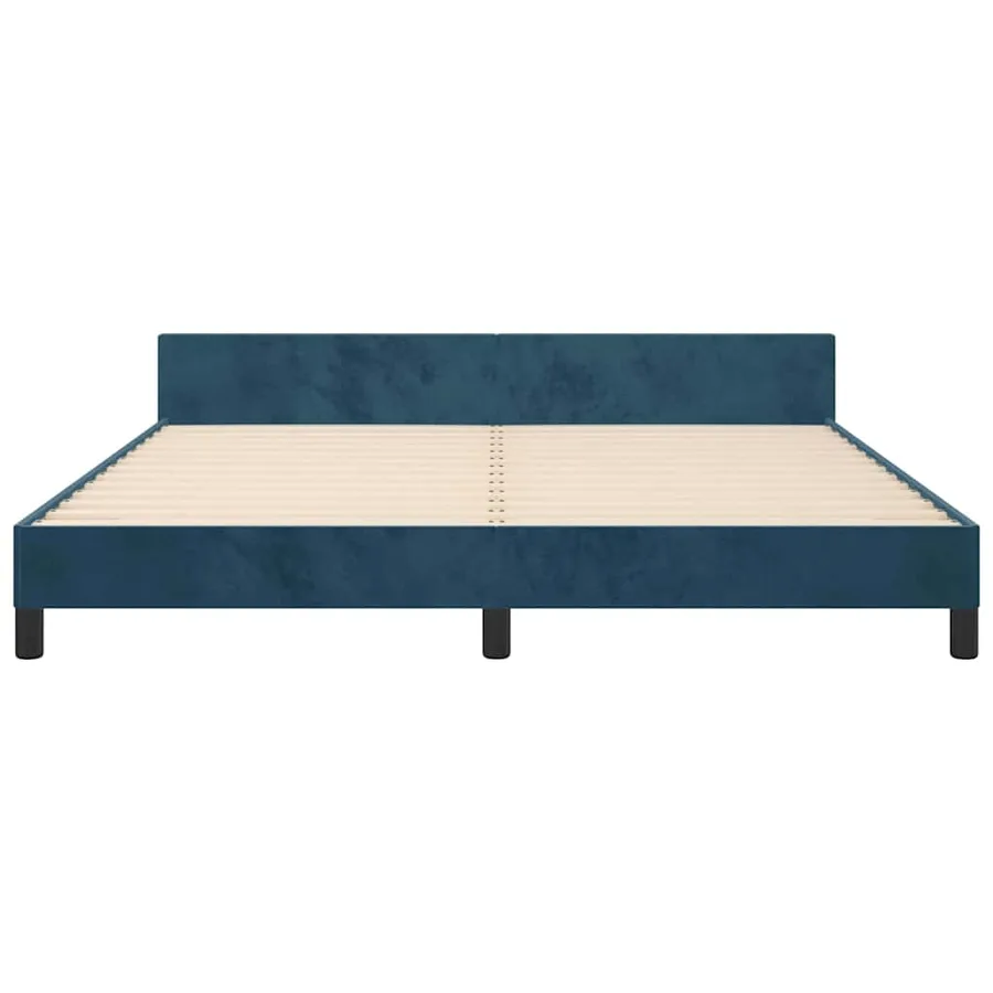 Cadre de lit sans matelas bleu foncé 160x200 cm velours - 6