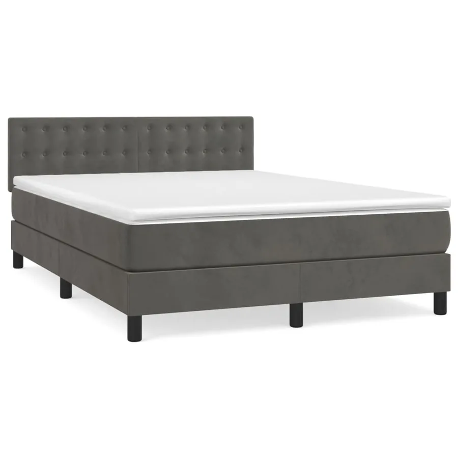 Sommier à lattes de lit et matelas Gris foncé 140x190cm Velours - 2