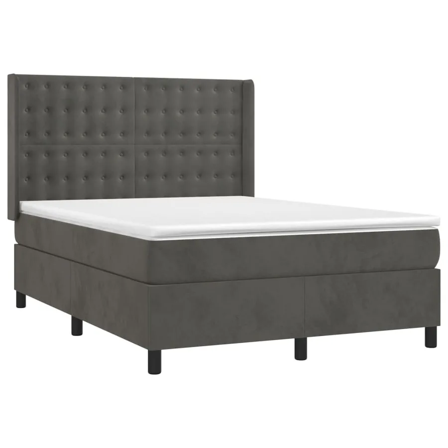 Sommier à lattes de lit matelas et LED Gris foncé 140x190 cm - 4
