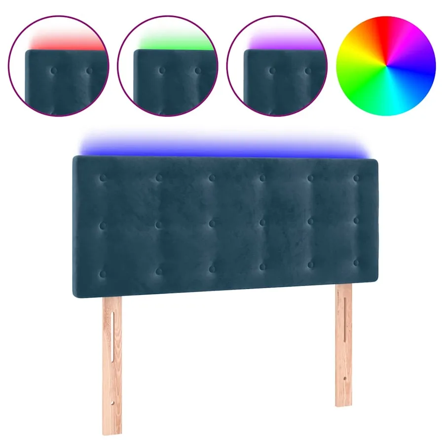 Tête de lit à LED Bleu foncé 90x5x78/88 cm Velours - 2