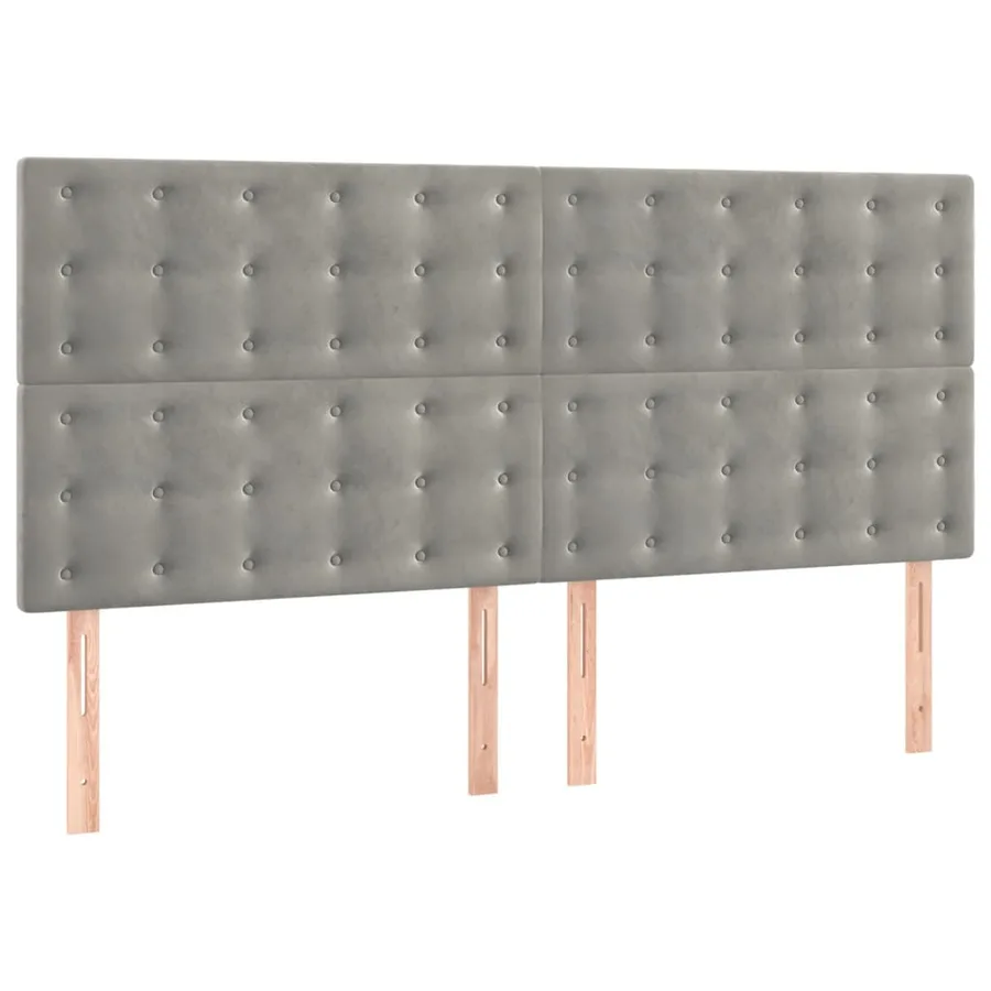 Cadre de lit sans matelas gris clair 140x200 cm velours - 8