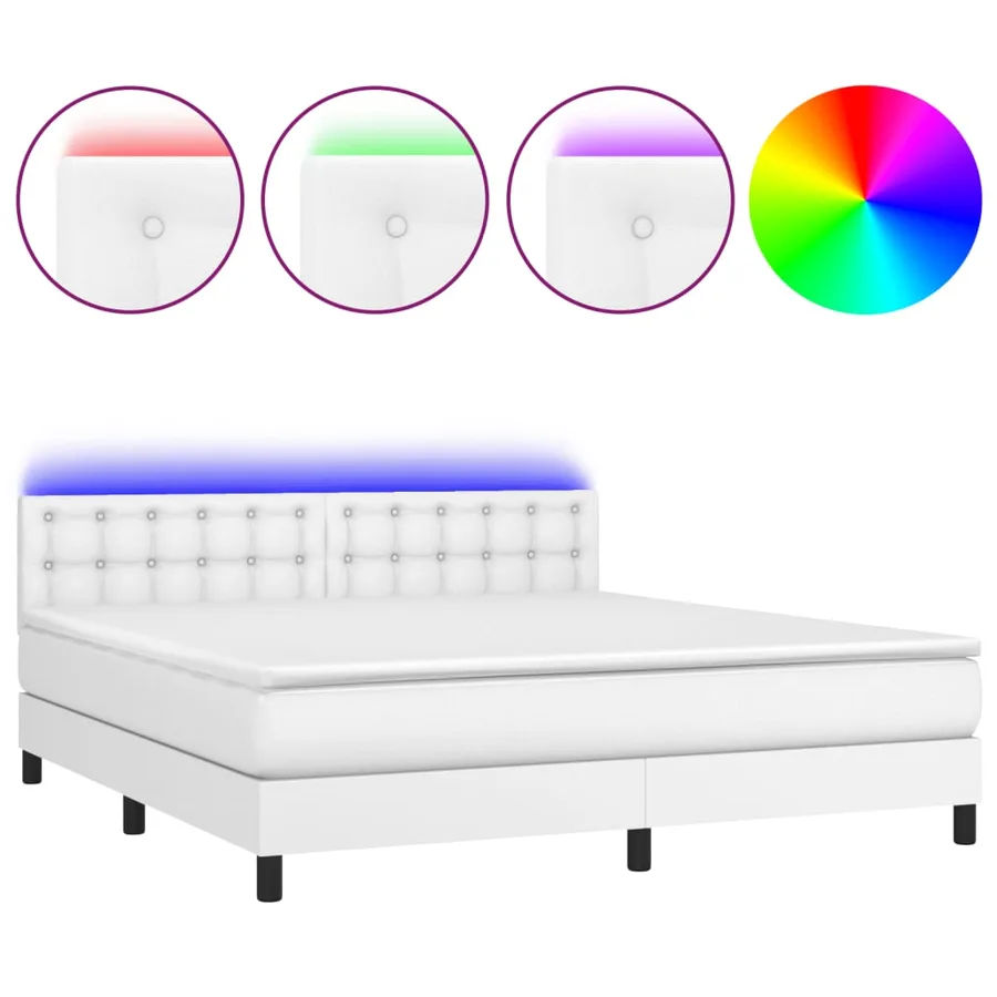 Sommier à lattes de lit avec matelas et LED Blanc 160x200 cm - 2